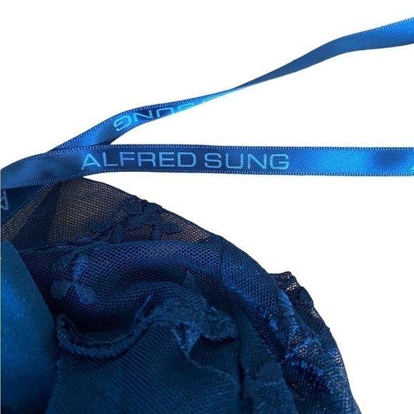 Alfred Sung Black Lace Embroidered Long Sleeve Formal Sheath Evening Dress Women - Picture 7 of 15